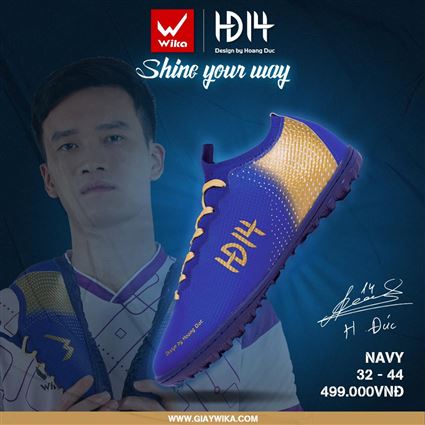 Giày Bóng Đá Wika Hoàng Đức HĐ14 Xanh Navy